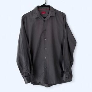 Alfani Mens Slim Fit Stretch Long Sleeve Button Down Shirt Gray Size‎ M